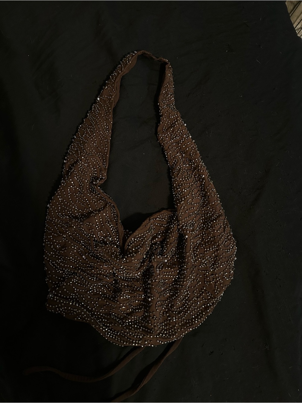 White Fox Boutique Brown Beaded Top